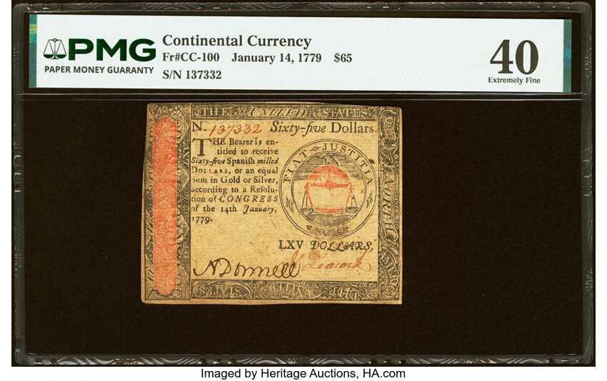 Jan 14, 1779 $65  Continental Congress (Fr. CC100) thumbnail 3