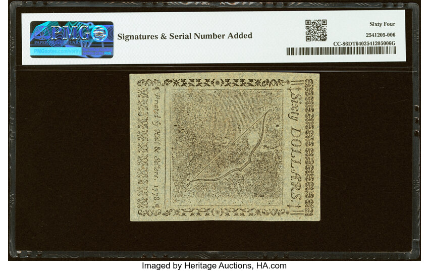 Sep 26, 1778 $60  Continental Congress (Fr. CC86) CU64 thumbnail 2