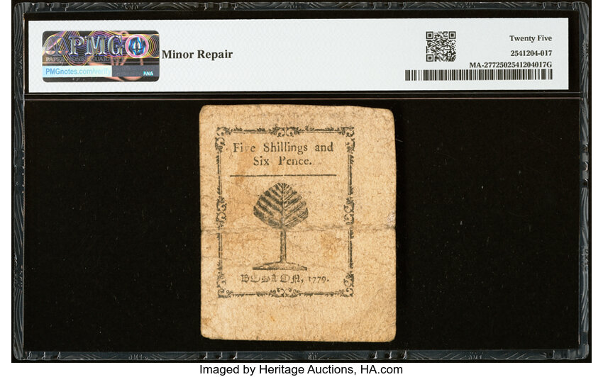 Dec 1, 1779 5s6d Massachussetts (Fr. MA277) thumbnail 3