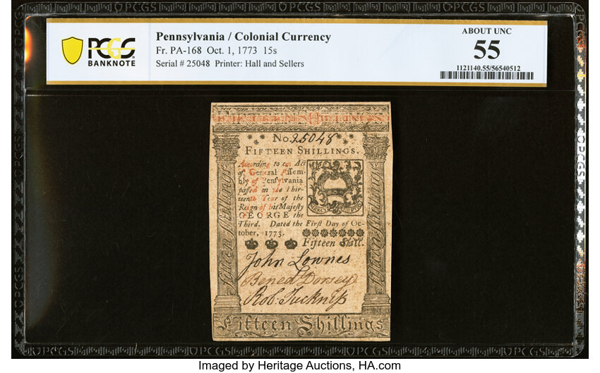Oct 1, 1773 15s Pennsylvania (Fr. PA168) thumbnail 2