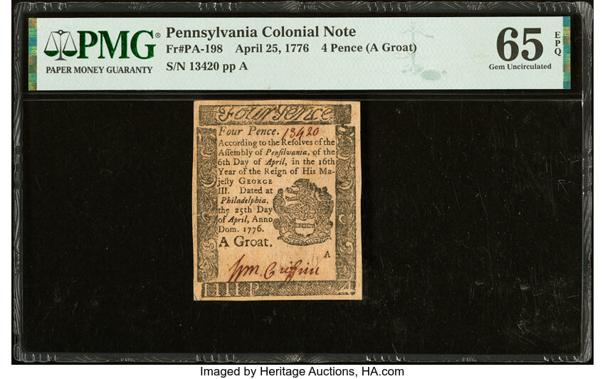 Apr 25, 1776 4d Pennsylvania (Fr. PA198) thumbnail 2