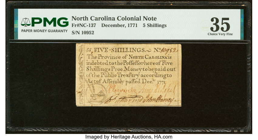 Dec 1771 5s North Carolina (Fr. NC137) thumbnail 3