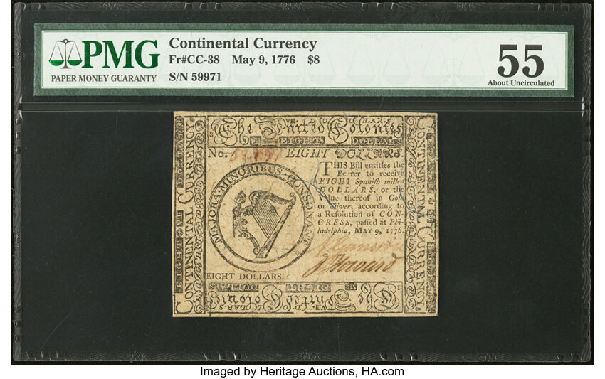 May 9, 1776 $8  Continental Congress (Fr. CC38) thumbnail 2