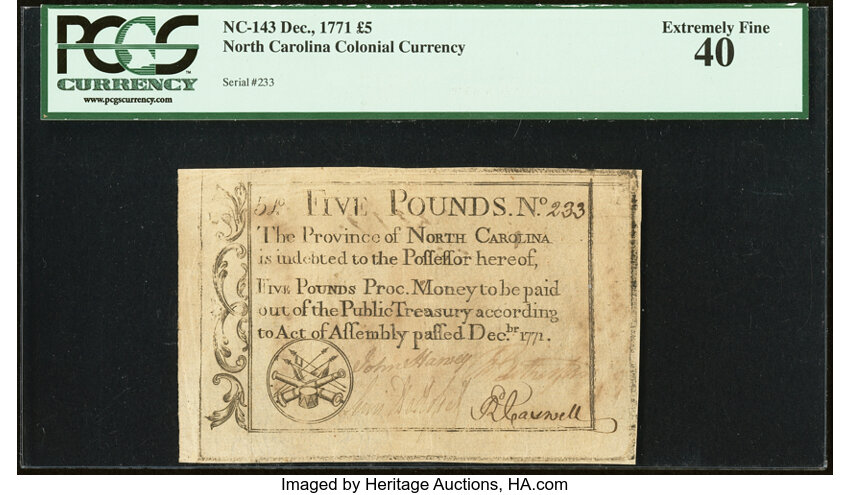 Dec 1771 £5 North Carolina (Fr. NC143) thumbnail 2
