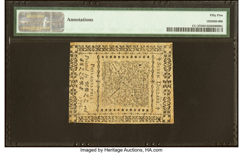 May 9, 1776 $7  Continental Congress (Fr. CC37) thumbnail 4