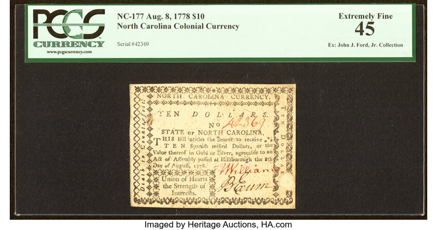Aug 8, 1778 $10  North Carolina (Fr. NC177) thumbnail 2