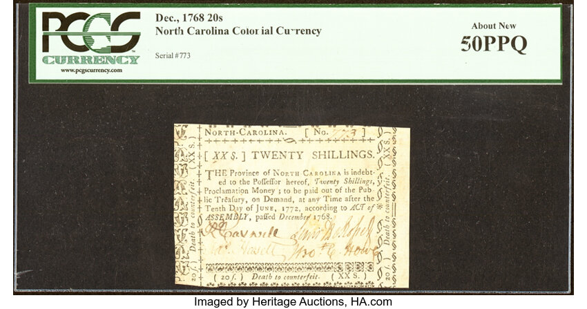Dec 1768 20s North Carolina (Fr. NC131) thumbnail 2