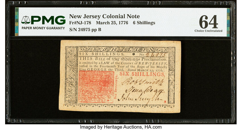 Mar 25, 1776 6s New Jersey (Fr. NJ178) thumbnail 3