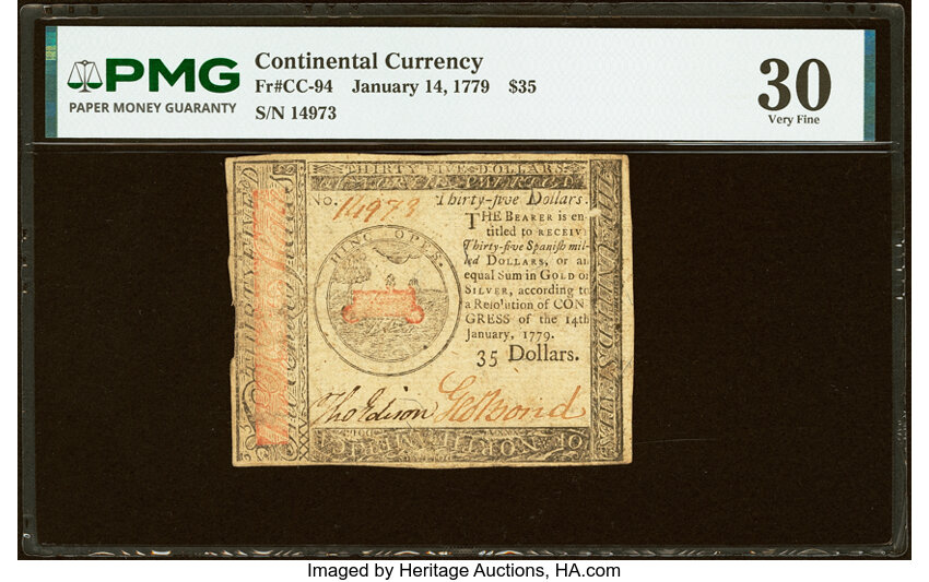 Jan 14, 1779 $35  Continental Congress (Fr. CC94) thumbnail 2