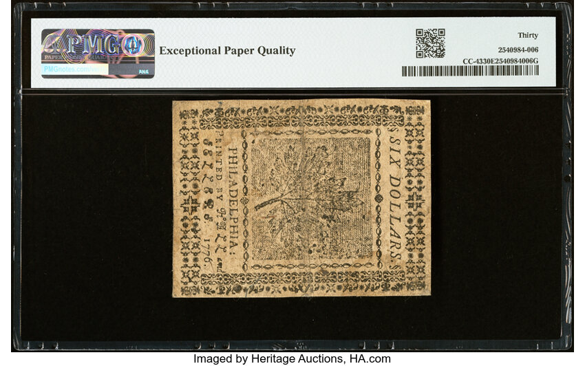 Jul 22, 1776 $6  Continental Congress (Fr. CC43) thumbnail 6