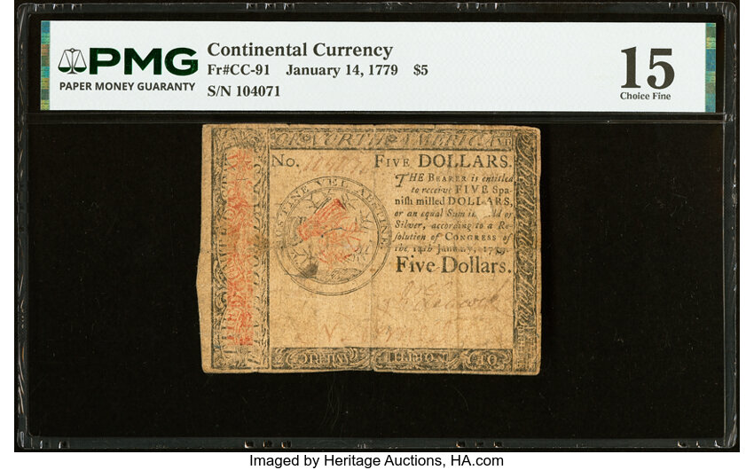 Jan 14, 1779 $5  Continental Congress (Fr. CC91) thumbnail 2