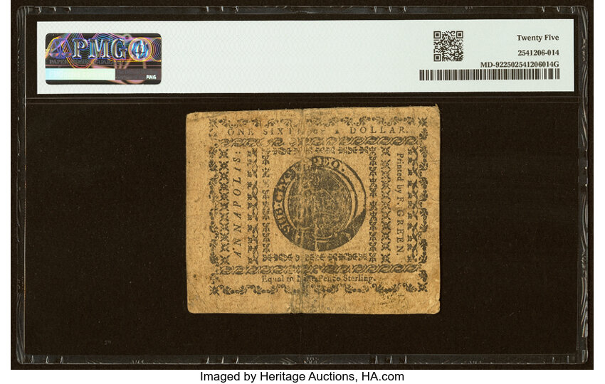 Aug 14, 1776 $1/6 Maryland (Fr. MD92) thumbnail 5