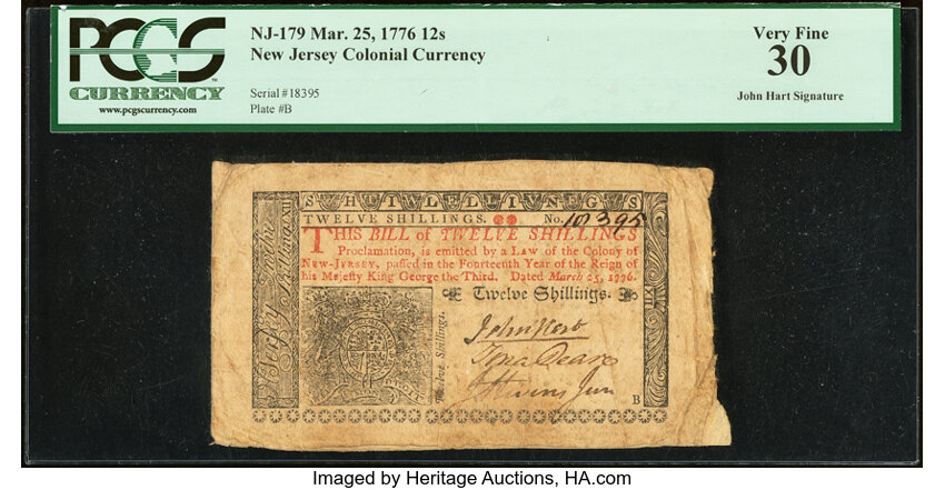 Mar 25, 1776 12s New Jersey (Fr. NJ179) thumbnail 3