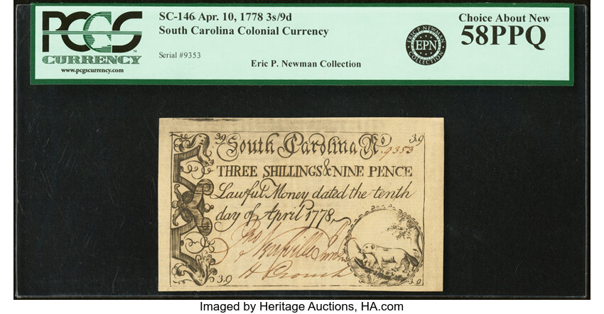 Apr 10, 1778 3s9d South Carolina (Fr. SC146) thumbnail 2
