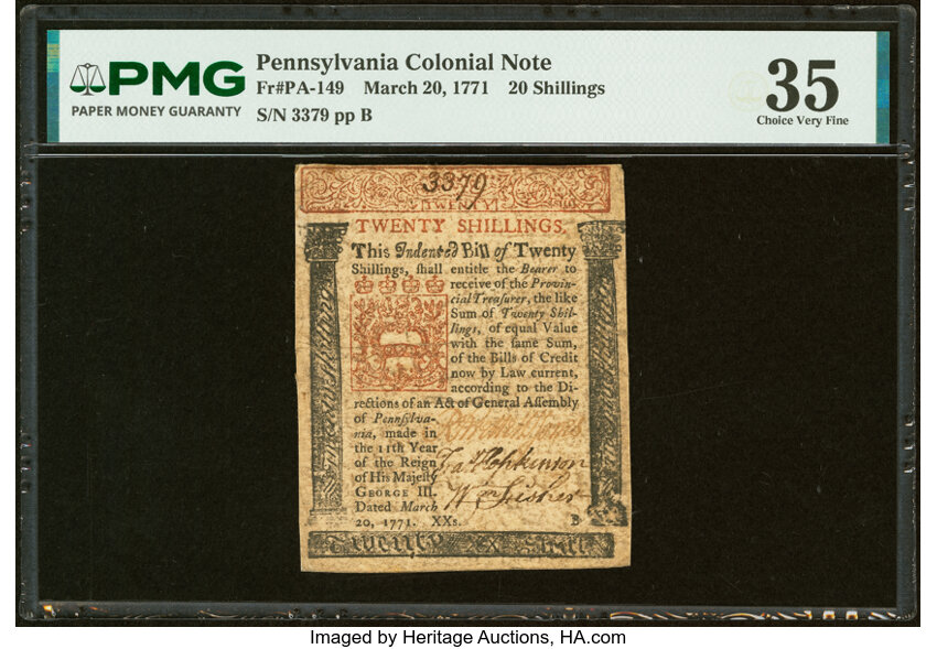 Mar 20, 1771 20s Pennsylvania (Fr. PA149) thumbnail 2