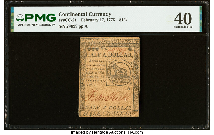 Feb 17, 1776 $1/2 Continental Congress (Fr. CC21) thumbnail 2