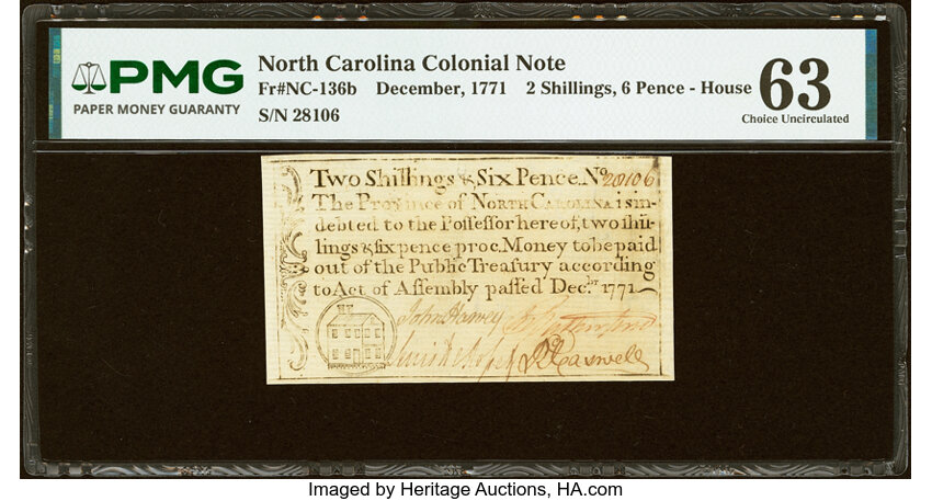 Dec 1771 2s6d North Carolina, House (Fr. NC136b) thumbnail 5