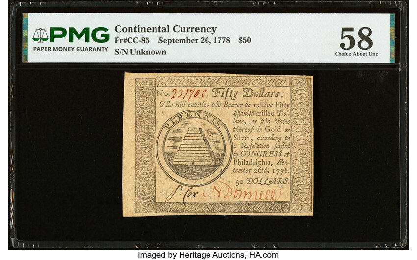 Sep 26, 1778 $50  Continental Congress (Fr. CC85) thumbnail 3