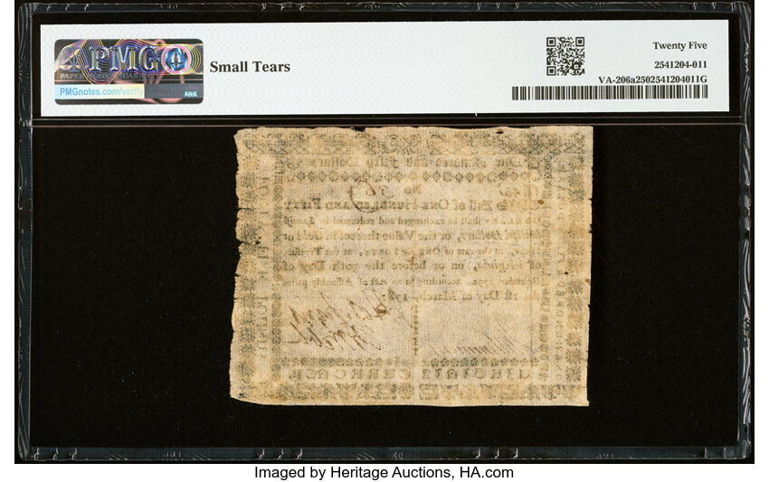Mar 1, 1781 $150  Virginia, Thin Paper (Fr. VA206a) thumbnail 4