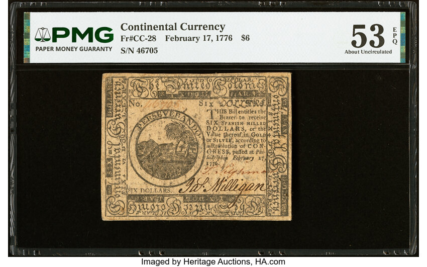 Feb 17, 1776 $6  Continental Congress (Fr. CC28) thumbnail 2