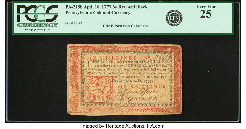 Apr 10, 1777 6s Pennsylvania (Fr. PA218b) thumbnail 2