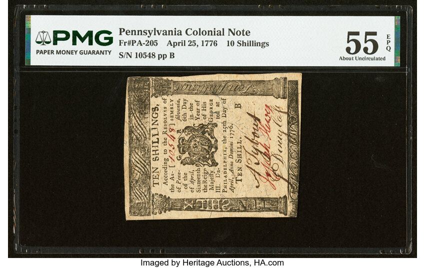 Apr 25, 1776 10s Pennsylvania (Fr. PA205) thumbnail 2