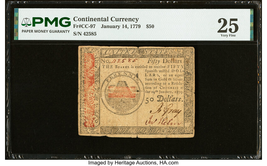 Jan 14, 1779 $50  Continental Currency (Fr. CC97) thumbnail 3