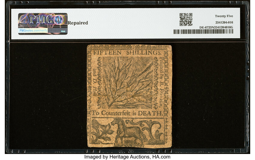 Jun 1, 1759 15s Delaware (Fr. DE67) thumbnail 5