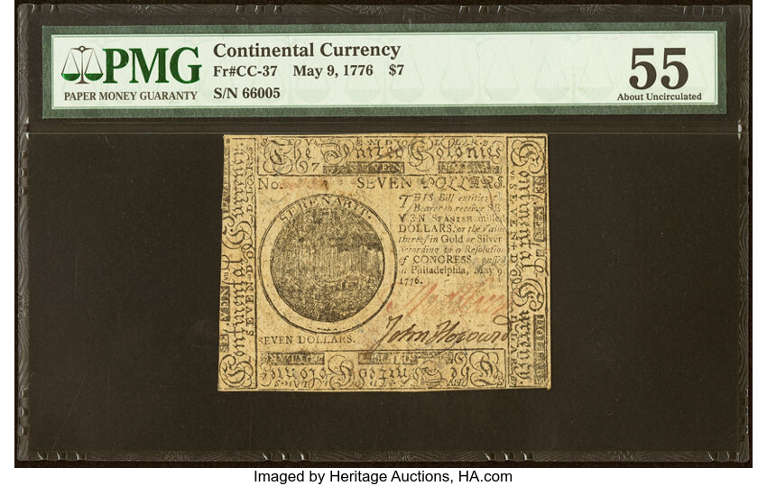 May 9, 1776 $7  Continental Congress (Fr. CC37) thumbnail 2