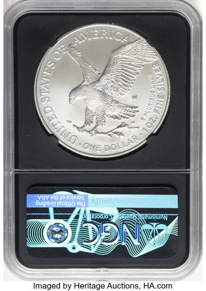 2021-W $1  Silver Eagle, Type 2, Burnished MS63 thumbnail 14