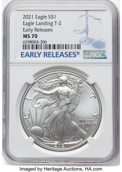 2021 $1  Silver Eagle, Type 2 MS thumbnail 2