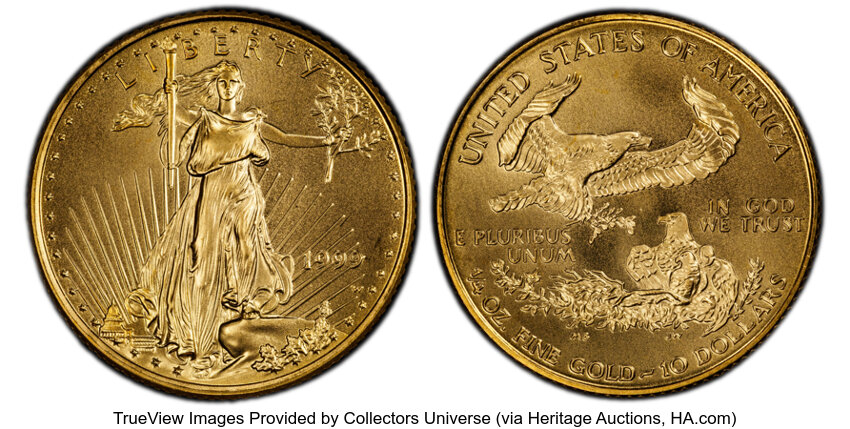 1999-W $10  Gold Eagle, Unfinished Proof Dies MS thumbnail 2