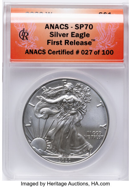 2020-W $1  Silver Eagle, Burnished MS thumbnail 2