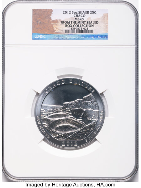 2012 S25c Chaco Culture, 5oz Silver MS thumbnail 2