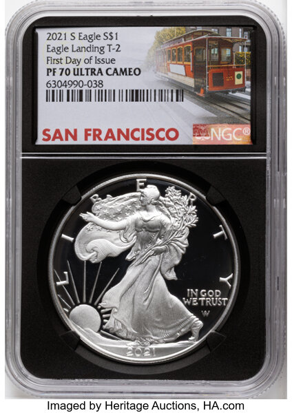 2021-S $1  Silver Eagle, Type 2 PR DCAM thumbnail 3
