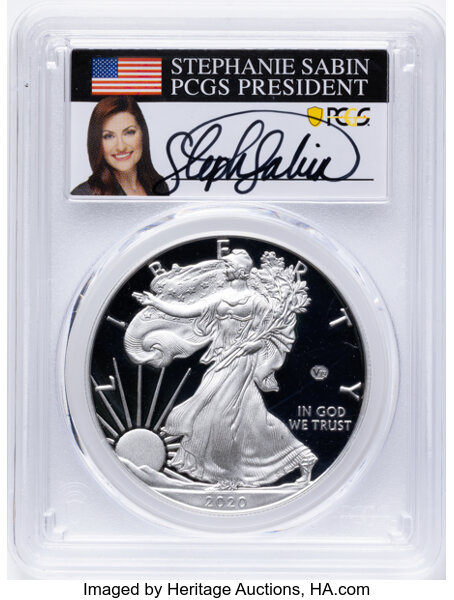 2020-W $1  Silver Eagle, v75 Privy WWII Anniversary PR DCAM thumbnail 3