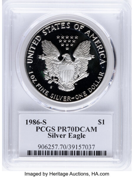 1986-S $1  Silver Eagle PR DCAM PR70 DCAM thumbnail 2