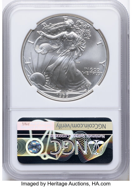 1999 $1  Silver Eagle MS69 CAC thumbnail 2