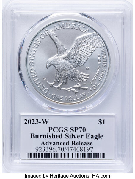 2023-W $1  Silver Eagle, Burnished MS68 thumbnail 2