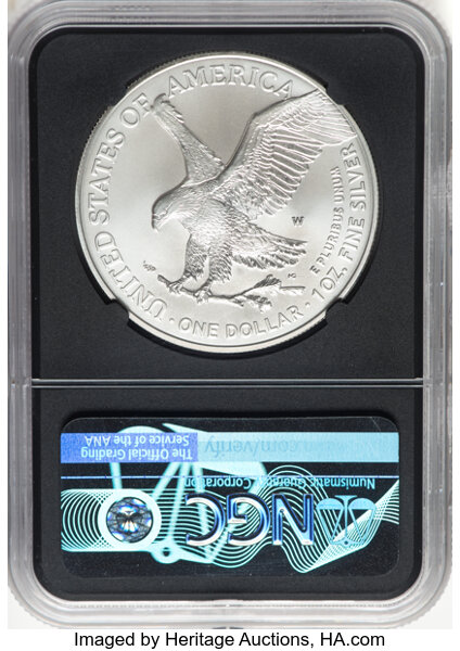 2021-W $1  Silver Eagle, Type 2, Burnished MS63 thumbnail 2