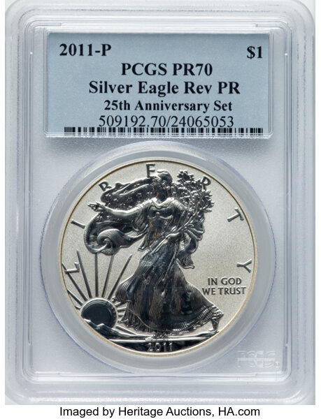 2011-P $1  Silver Eagle, Reverse Proof, 25th Anniversary PR thumbnail 4