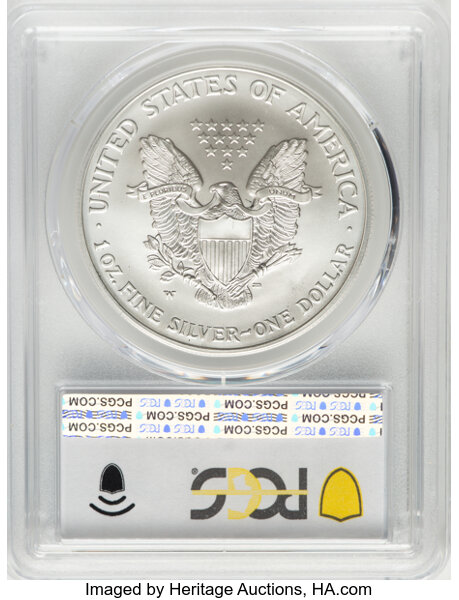 2008-W $1  Silver Eagle, Burnished, Reverse of 2007 OGP thumbnail 22