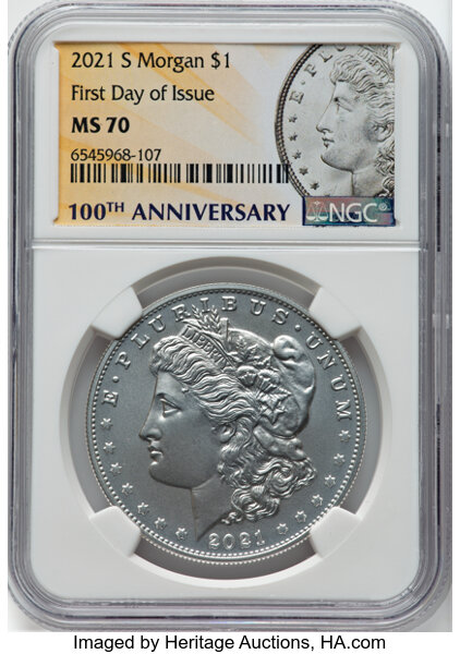 2021-S S$1 Morgan, 100th Anniversary MS thumbnail 4