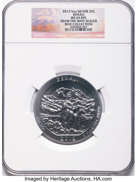 2012 S25c Denali, 5oz Silver MS DMPL thumbnail 2
