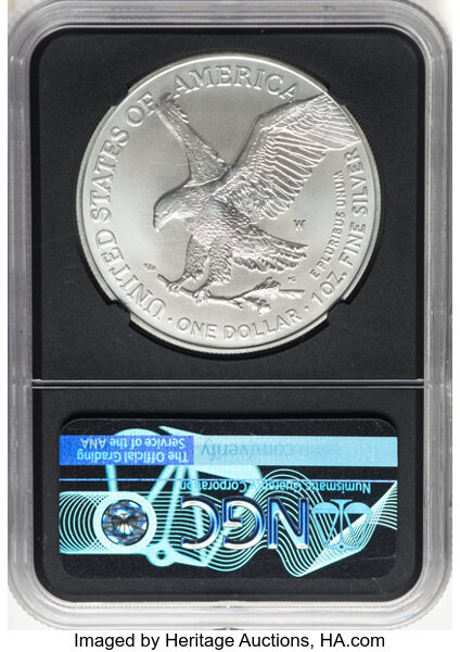 2021-W $1  Silver Eagle, Type 2, Burnished MS63 thumbnail 6
