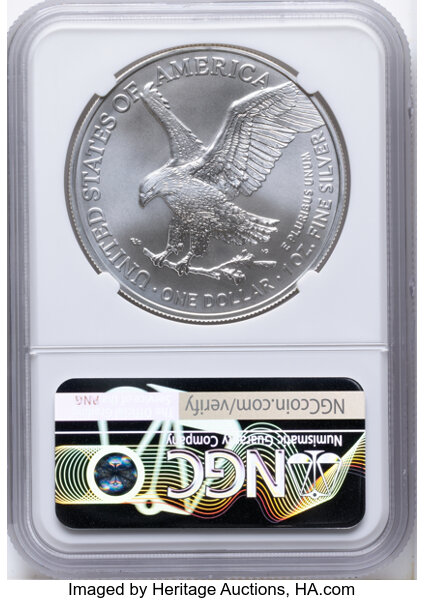 2021 $1  Silver Eagle, Type 2 MS63 CAC thumbnail 2