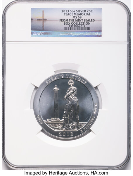 2013 S25c Perry's Memorial, 5oz Silver MS thumbnail 2