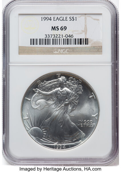 1994 $1  Silver Eagle MS thumbnail 2