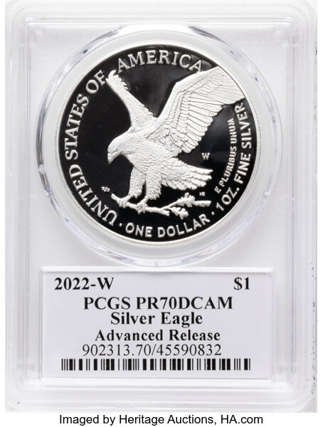 2022-W $1  Silver Eagle PR DCAM PR70 DCAM CAC thumbnail 4