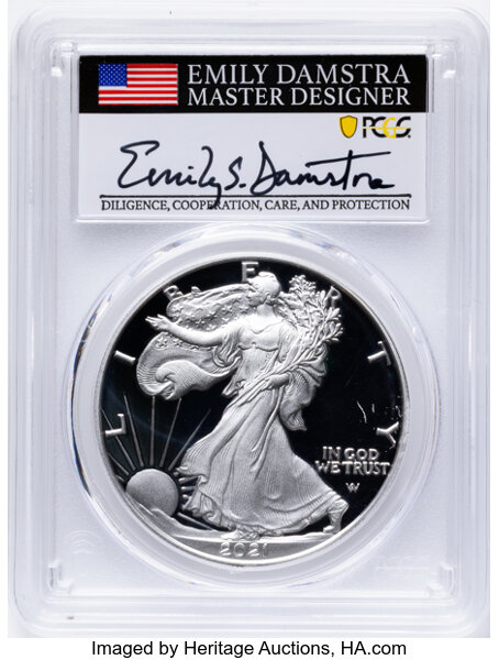 2021-W $1  Silver Eagle, Type 2 PR DCAM thumbnail 4